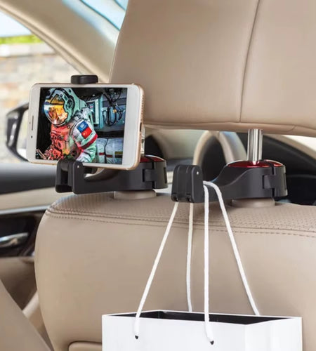 HookNView Car Organizer – Multi-Function Back Seat Hook & Phone Holder Bracket